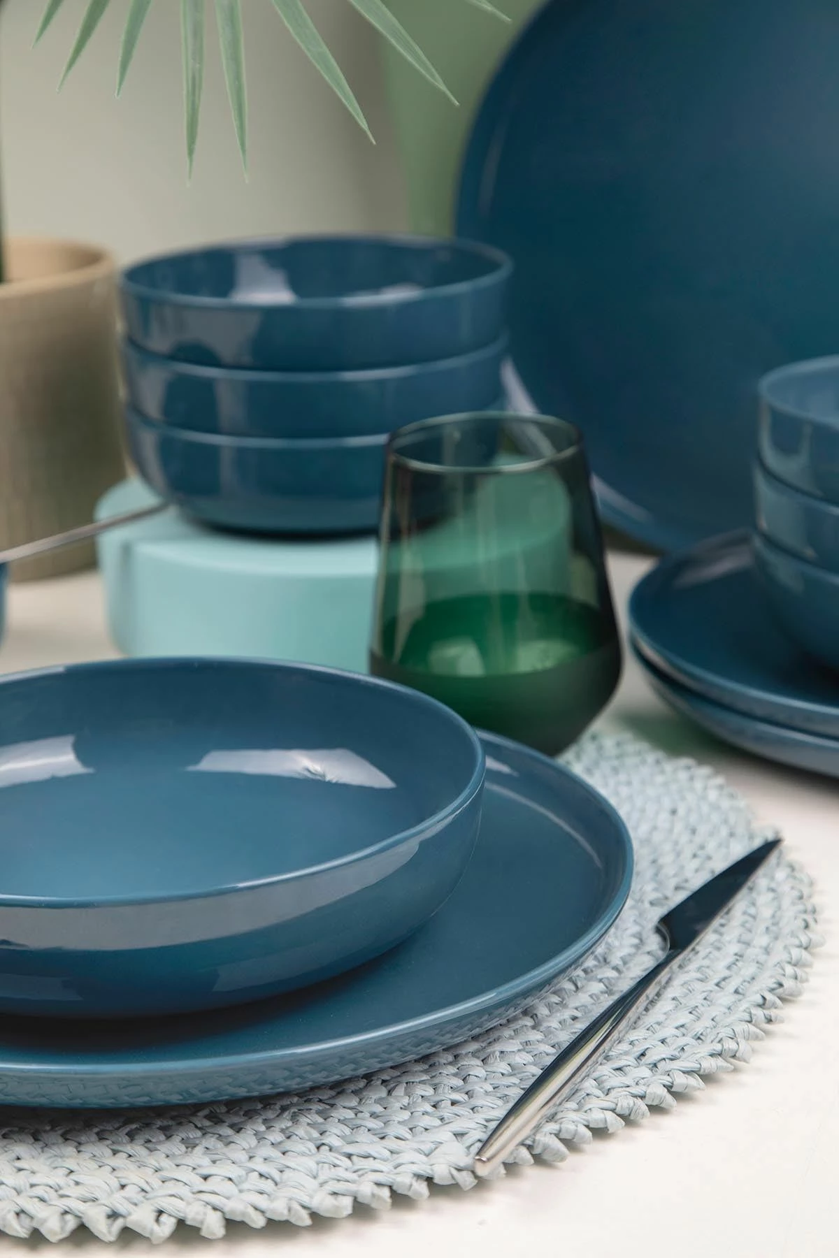 Set enësh për drekë (12 copë), Hermia, MOD12Y1A740925, ngjyrë blu e errët