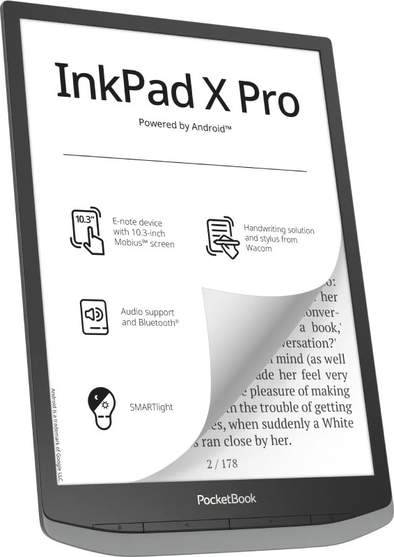 Tablet PocketBook InkPad X Pro, 32GB, 2GB RAM, 10.3 inç, gri