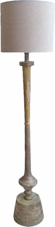 Llambë dyshemeje Rene, dru natyral, material bezhë, 25x25x161 cm