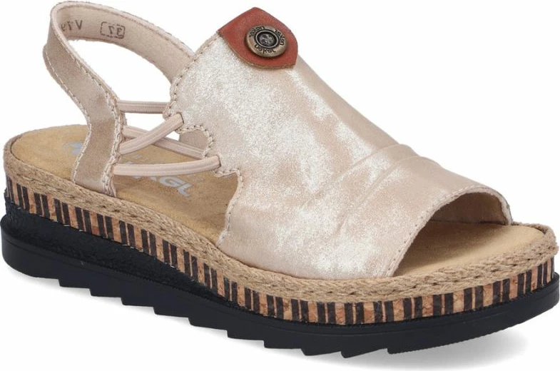 Sandale wedge për femra Rieker V7972-60, të arta