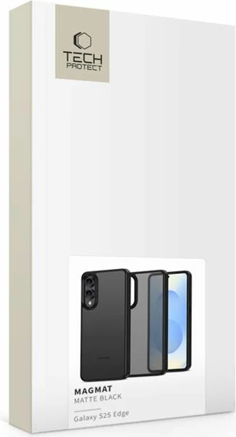 Mbështjellës Tech-Protect MagMat për Samsung Galaxy S25 Edge, i zi, gjysmë-transparent