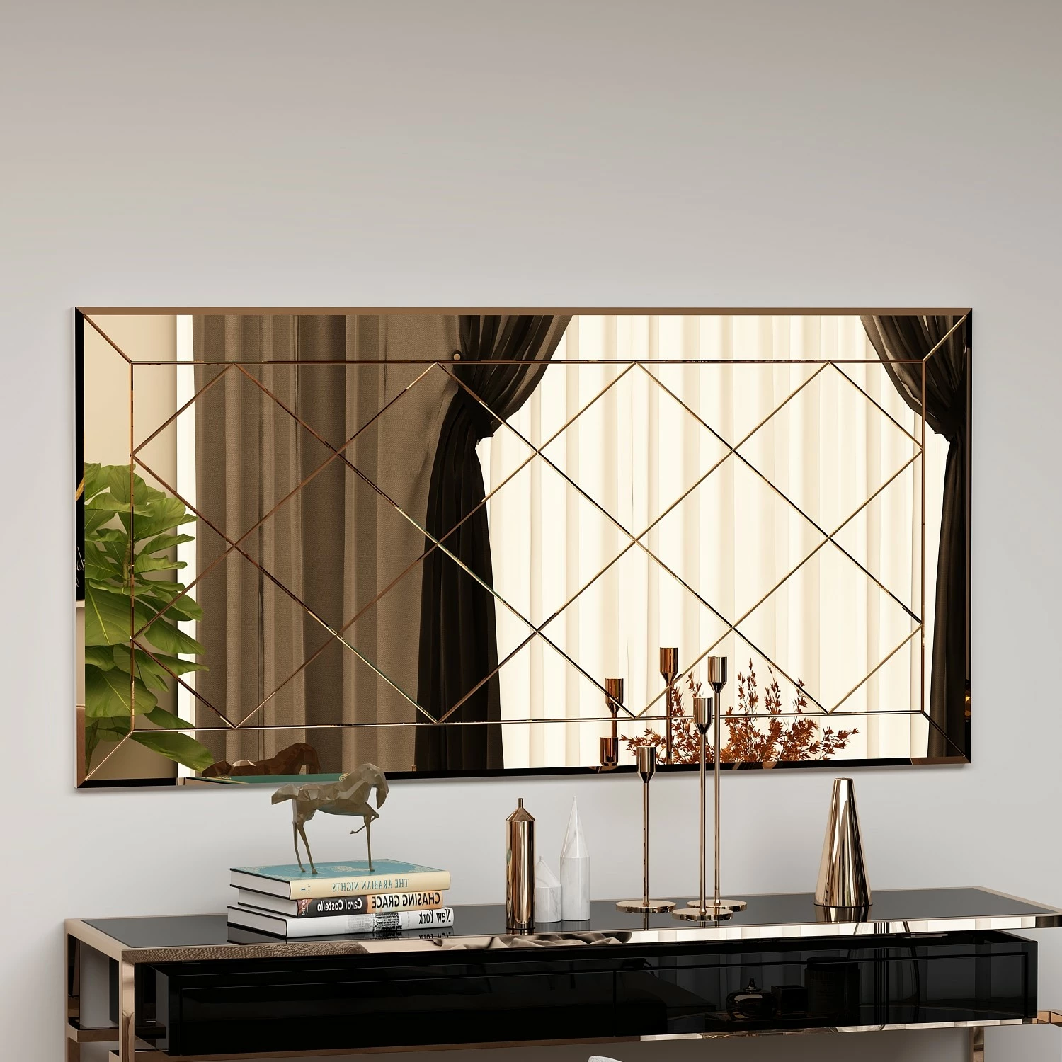 Pasqyrë Zeora, ngjyrë bronzi, Hanah Home, 60x120cm