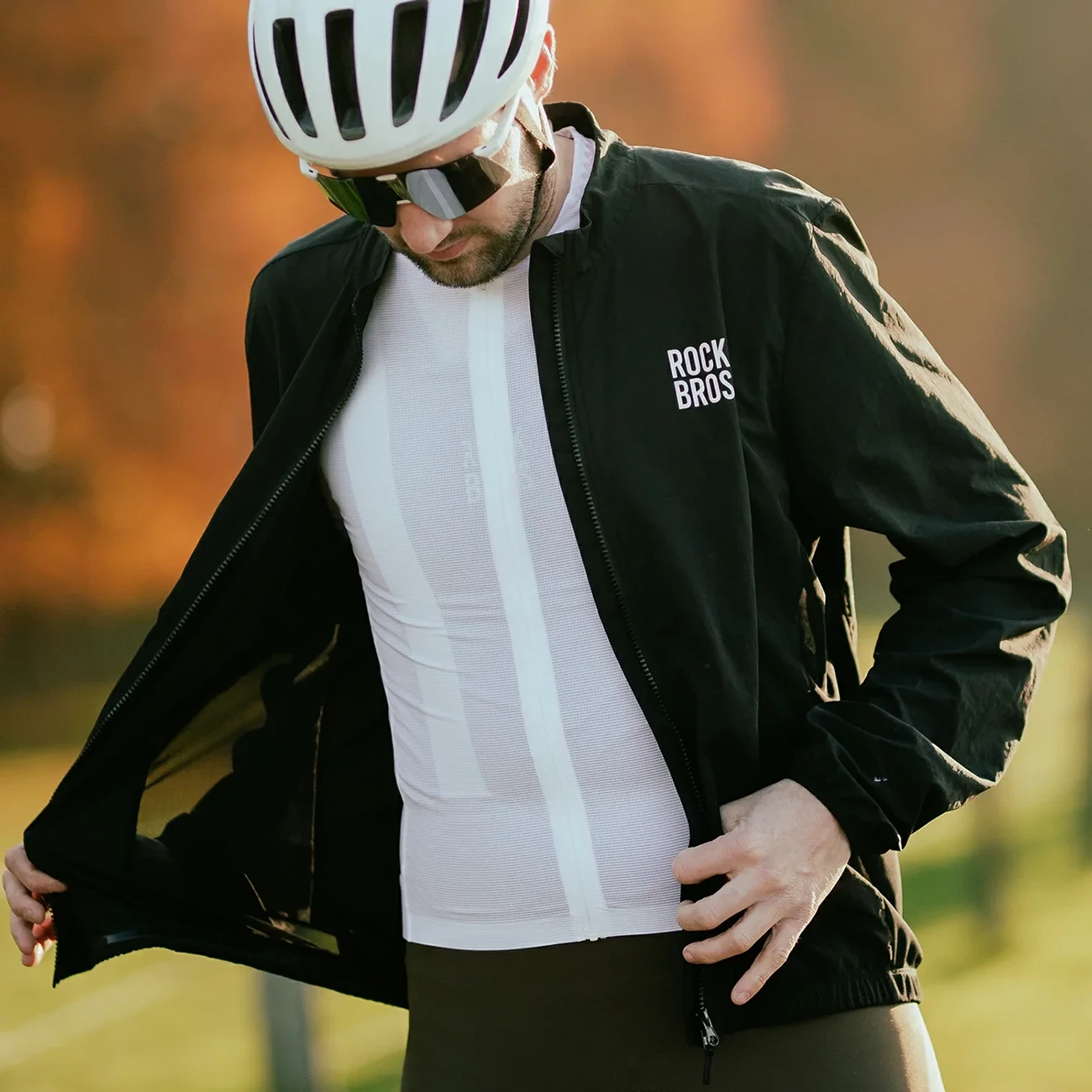 Dres çiklizmi me mëngë të gjata Rockbros YDCX008 Diamond, madhësi S, me zipper të plotë, i bardhë
