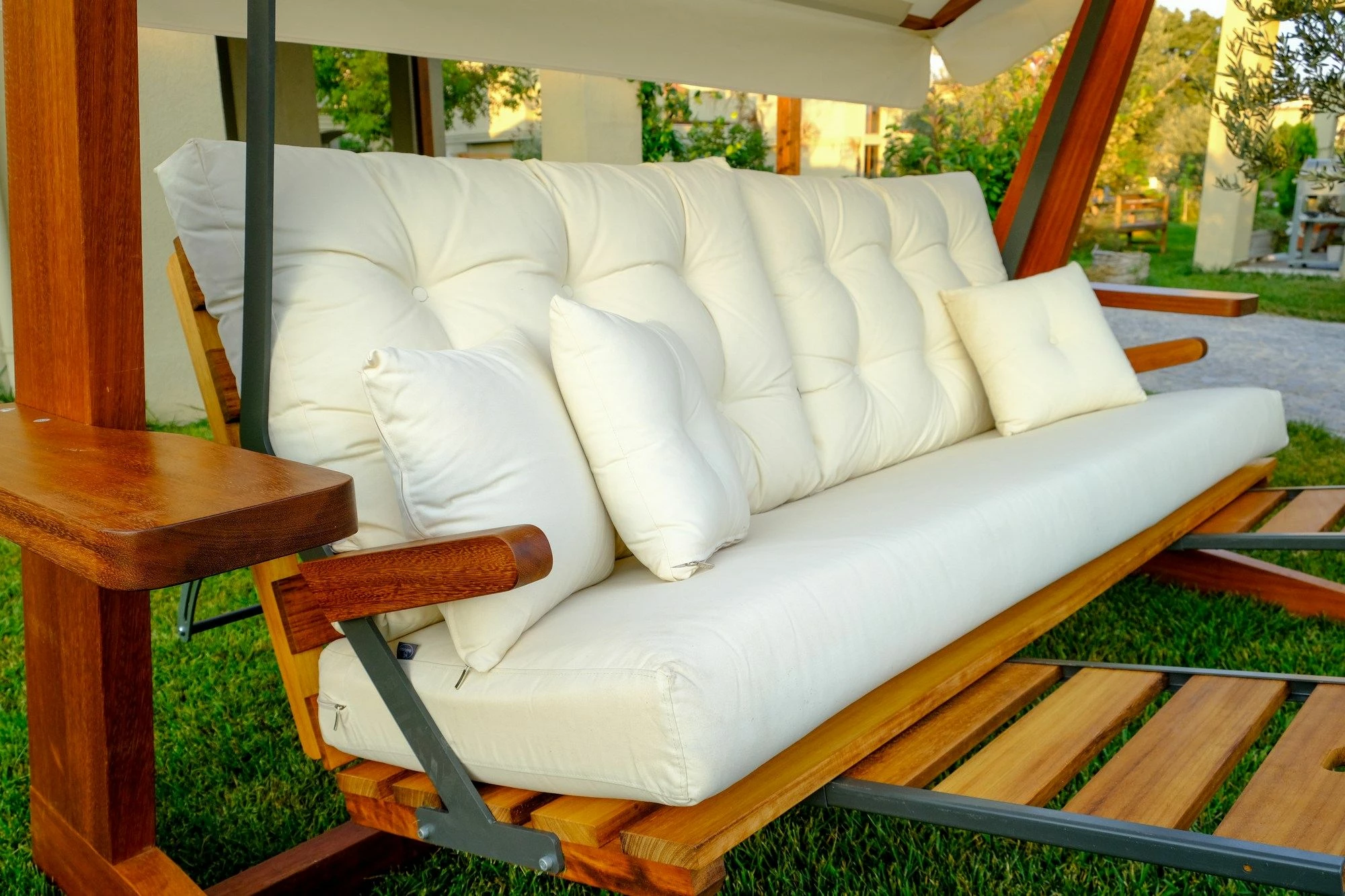 Karrige lëkundëse treshe për kopsht, ngjyrë bezhë, Luna Deluxe 2600