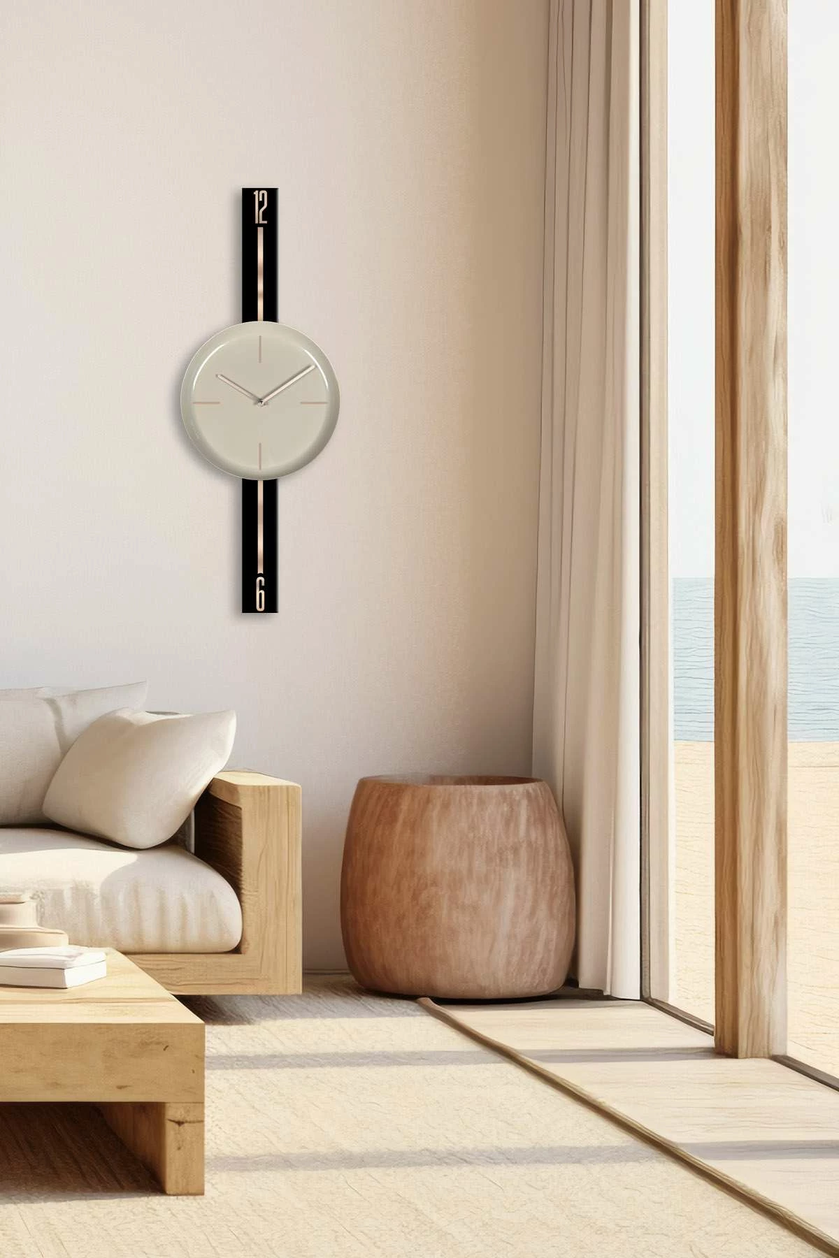 Orë muri dekorative Wallity, Vlnt103Syhcp, e zezë dhe kapuçino, 30x80cm