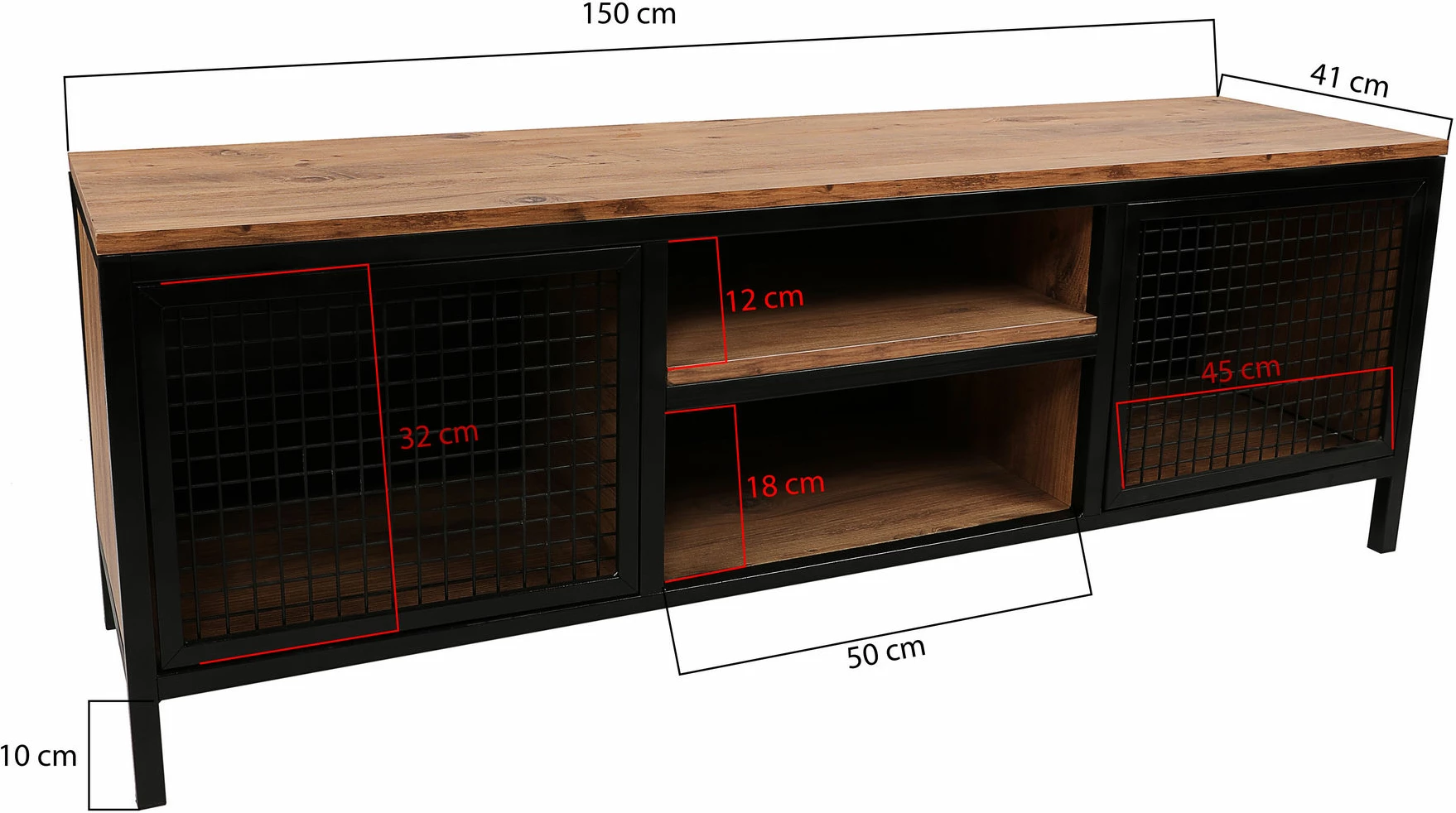 Komodë TV Hanah Home, Zeno, ngjyrë pishë dhe e zezë