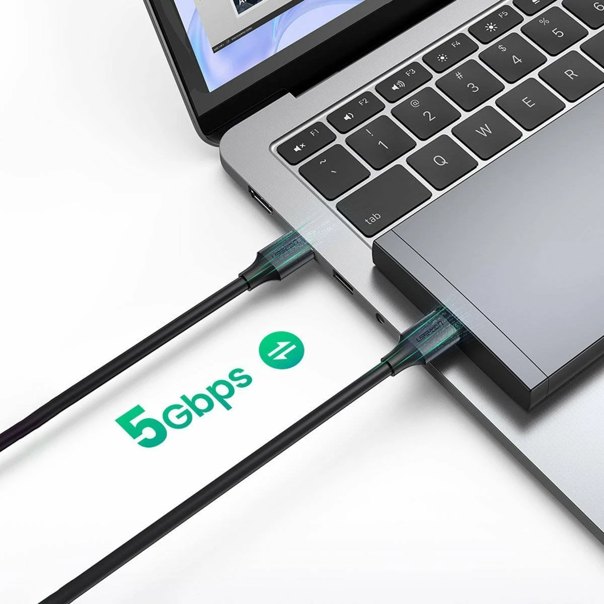 Kabllo USB-A në USB-A Ugreen 90576, 3 m, USB 3.2 Gen 1 (5 Gbps), e zezë