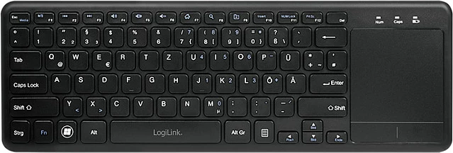 Tastierë wireless LogiLink me touchpad, 2.4 GHz, mini, USB nano receiver, QWERTZ, e zezë