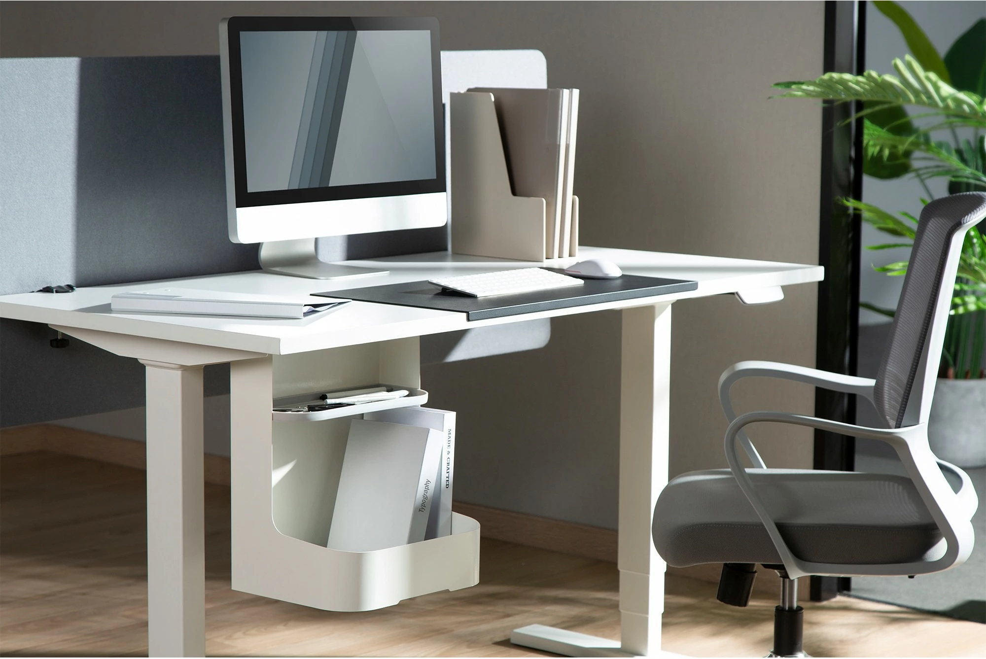 Mbajtëse tavoline Digitus Schreibtisch Unterbau-Ablage, plastikë/çelik, e bardhë
