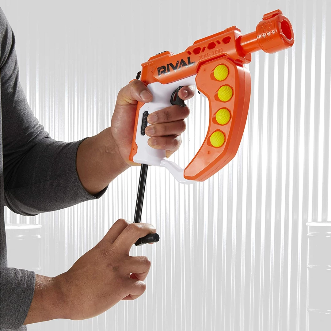Blaster lodër Nerf Rival Curve Shot Flex XXI-100, 90 FPS, 5 toptha, portokalli/bardhë