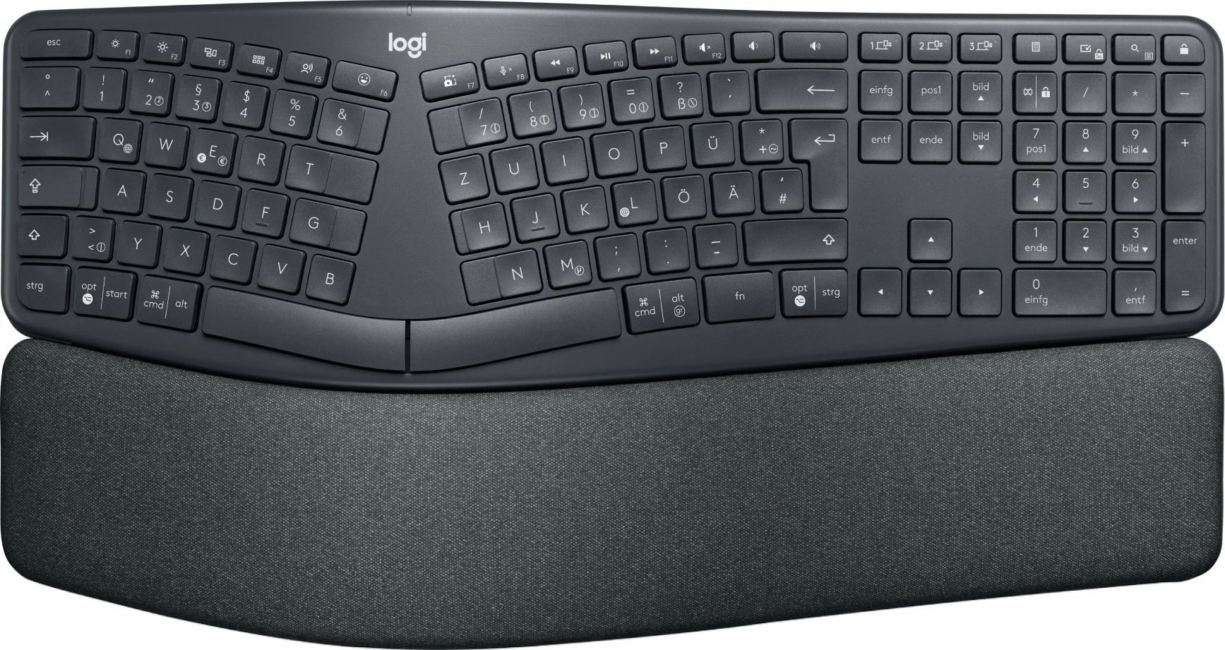 Tastierë ergonomike Logitech ERGO K860 (920-010108), wireless, US INTL, me numpad, Graphite