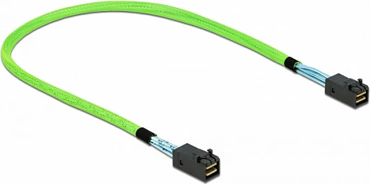 Kabllo PCIe DeLOCK Mini SAS HD SFF-8673 në SFF-8673, 0.5 m, 64 Gbit/s, e gjelbër