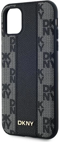 Mbështjellës DKNY Leather Checkered Mono Pattern MagSafe për iPhone 11/XR, i zi