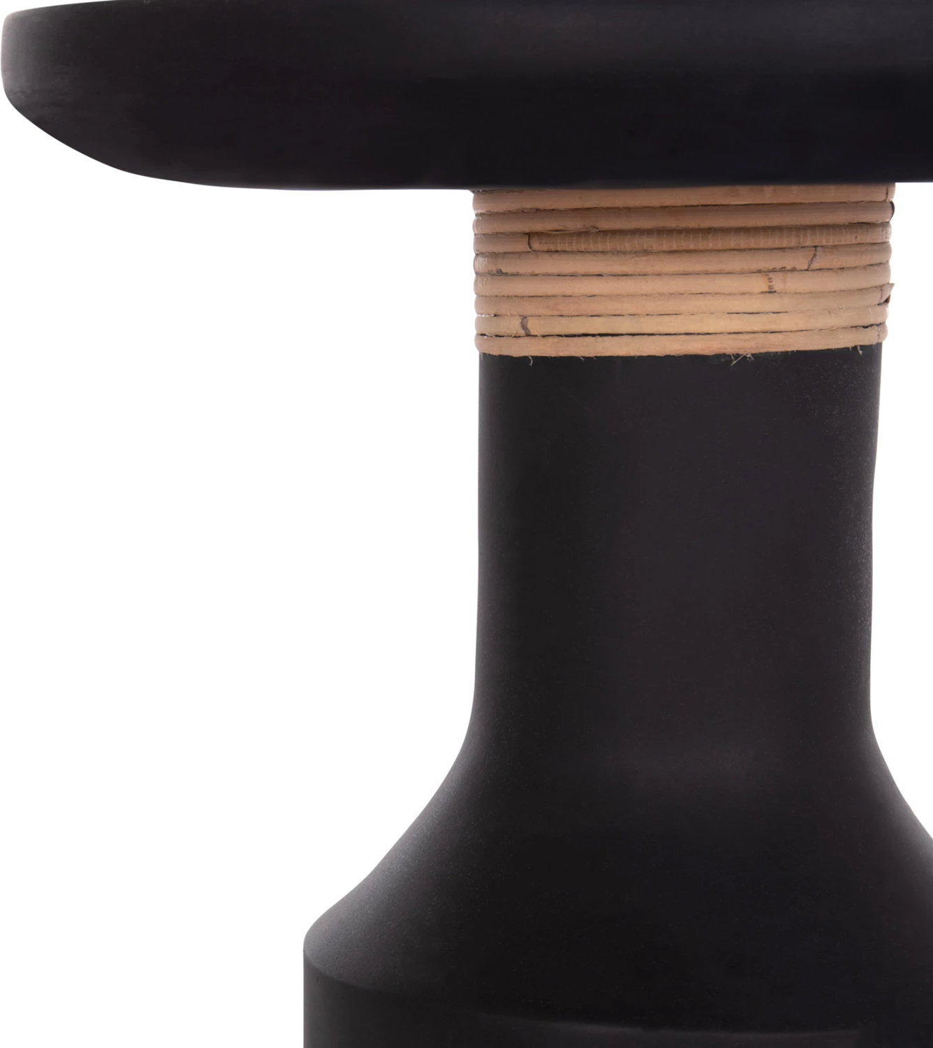 Tavolinë anësore TRED(T), fibër-cement, e zezë, ratan natyral, FH18169.01, 40x61cm