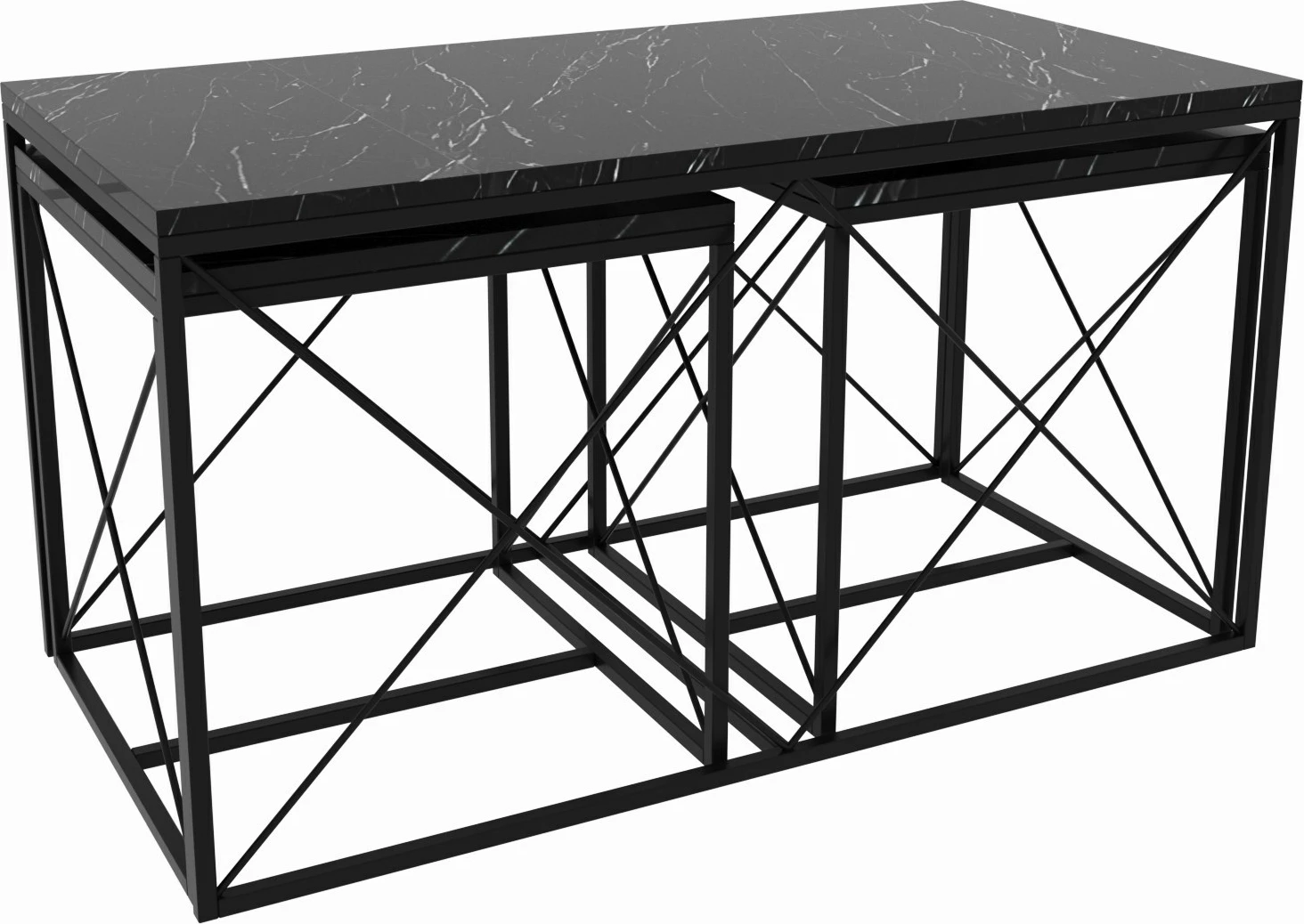 Set tavolinash kafeje Hanah Home, Defne, mermer i zi