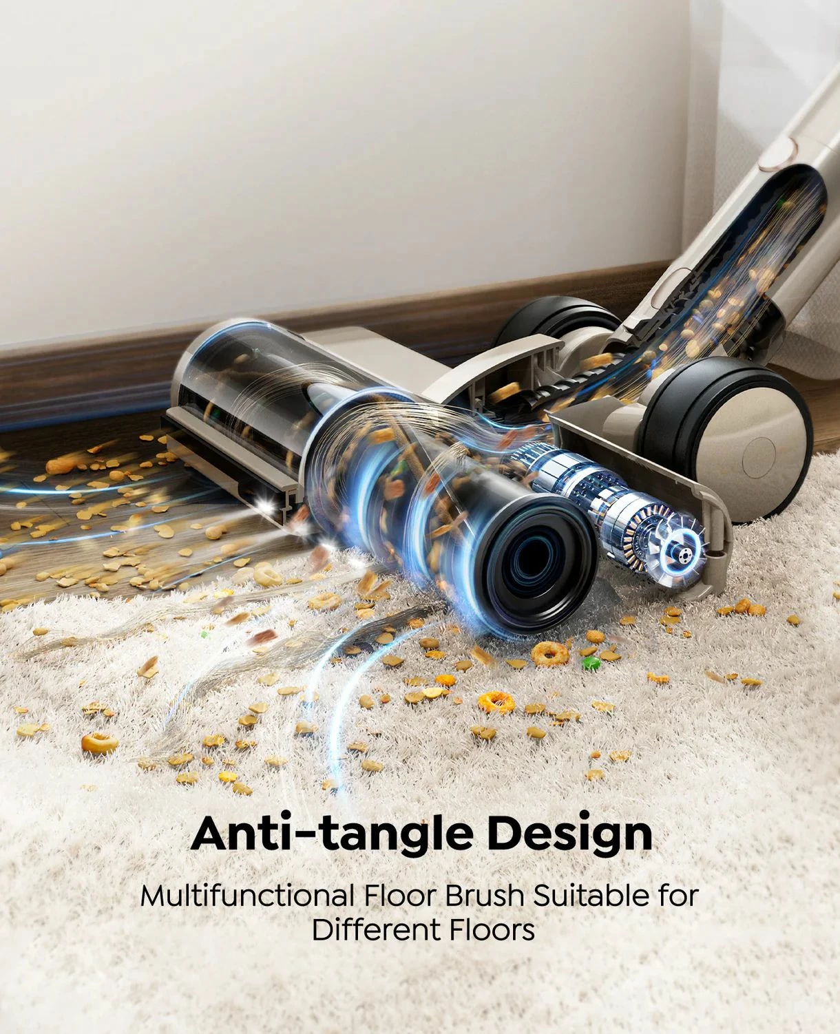 Fshesë me korrent pa kabllo vertikale Honiture P7 Pro, 600 W, 50 kPa, 80 min, HEPA, 1.5 L, shampanjë