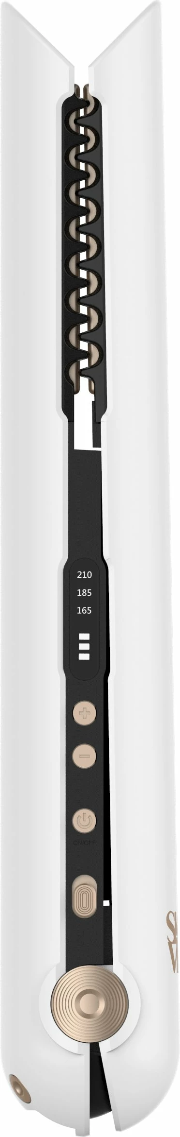 Drejtues flokësh SkinVibe Luna MiniWireless SV-003WH 22 W, pa kabllo, pllaka qeramike 20 mm, 3 temperatura 165-210°C, ekran LCD, fikje automatike, i bardhë