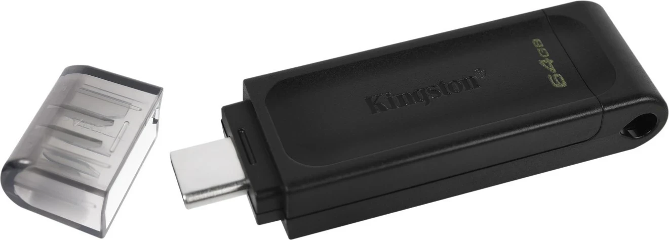 USB Kingston DataTraveler 70, 64GB, USB 3.2 Gen 1 Type-C, ngjyrë e zezë