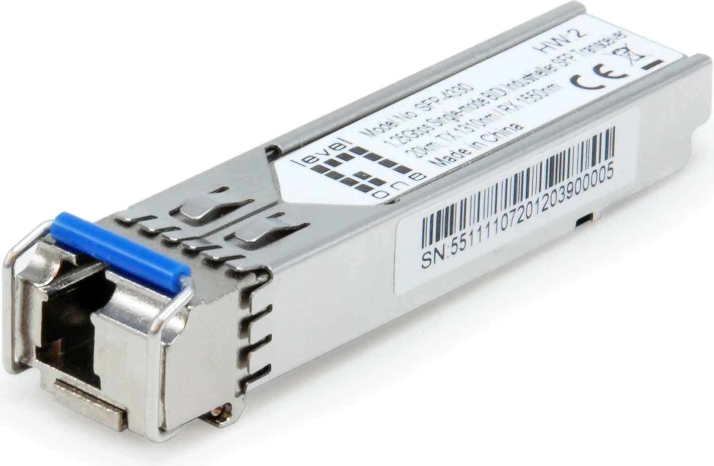 Transceiver SFP LevelOne SFP-4330, 1.25Gbps, 20km, një-mode, argjendtë