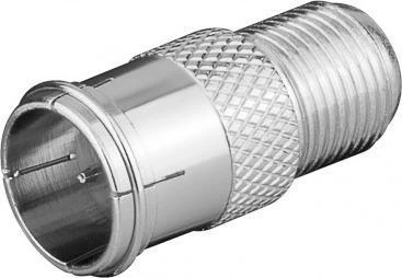 Adapter antene Goobay F Quick mashkull në F femër, metal galvanizuar, argjend