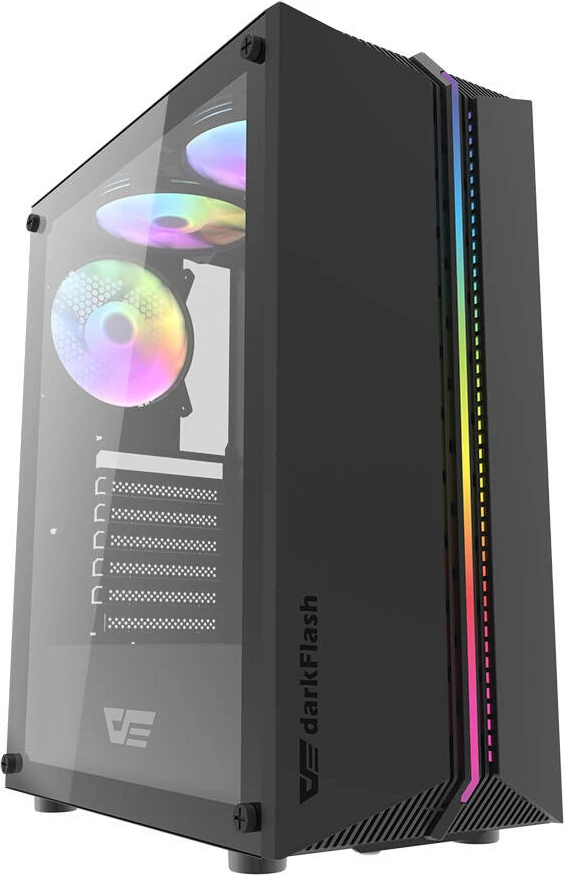 Kasë Darkflash DK151 me LED, 3 ventilatorë RGB, e zezë