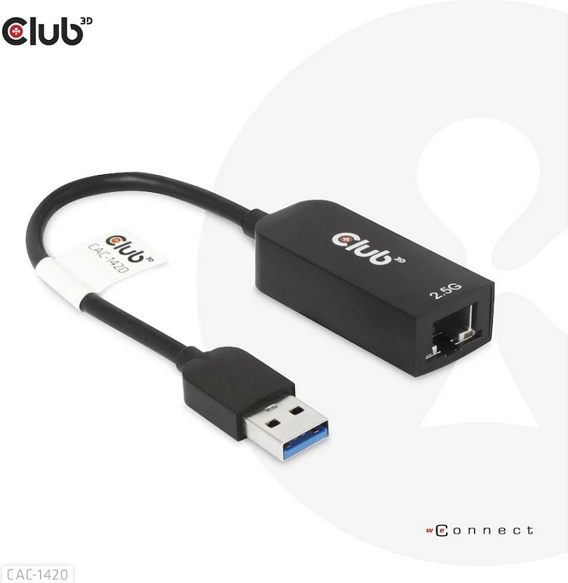 Adapter USB në RJ45 Club3D CAC-1420, 2.5Gbps, i zi