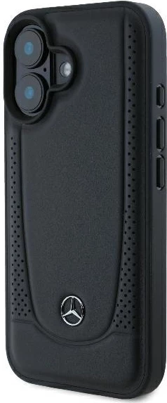 Mbështjellës Mercedes Leather Urban për iPhone 16 Plus, Lëkurë, E zezë