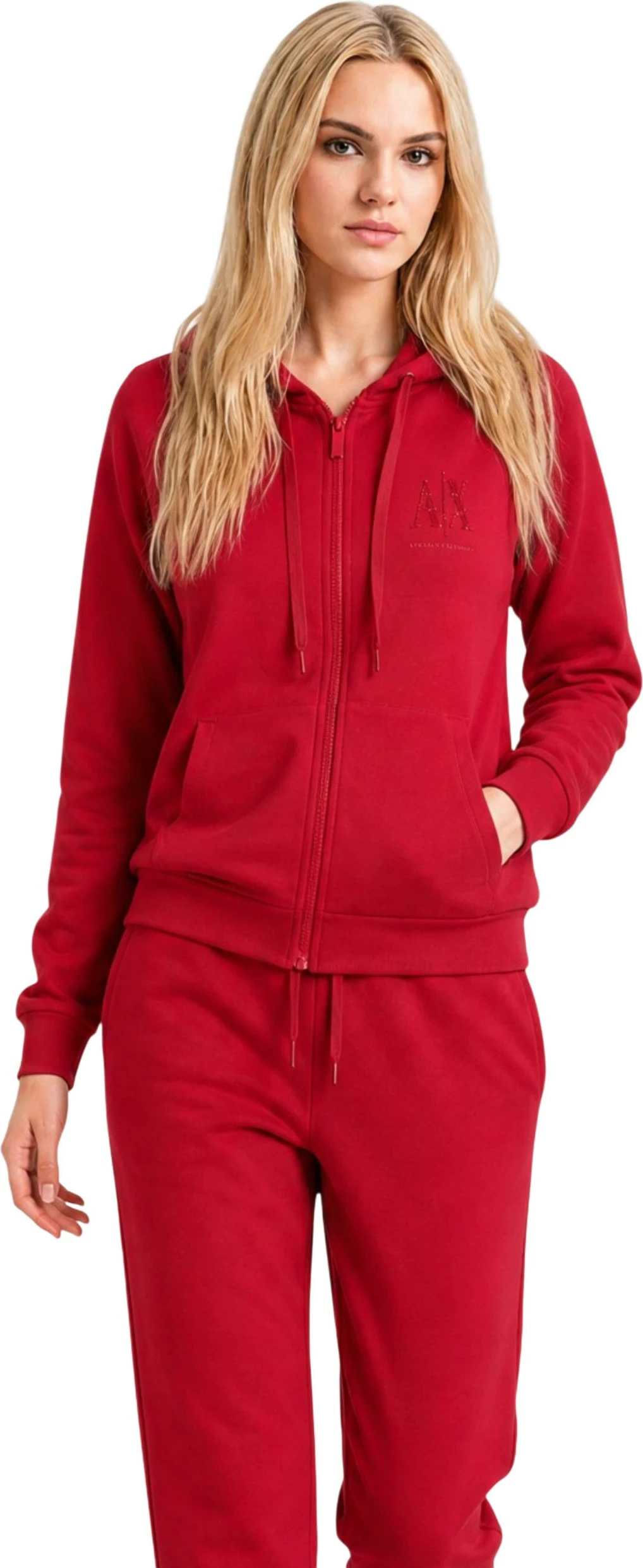 Duks me kapuç me zinxhir për femra Armani Exchange XW002814 AF13397, i kuq
