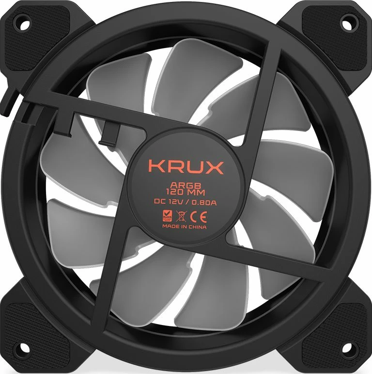 Set ventilatorësh PC Krux Lunar 120 ARGB KRX0068, 120mm, 3 copë, zi/bardhë