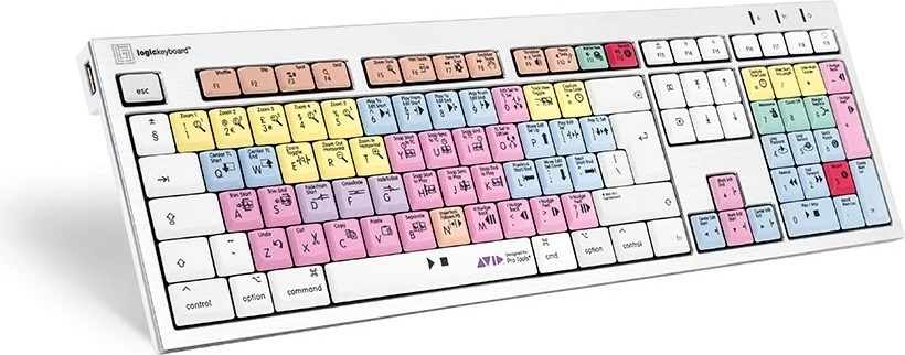 Tastierë LogicKeyboard Avid Pro Tools ALBA UK Mac, full-size, me kabllo, multikolor