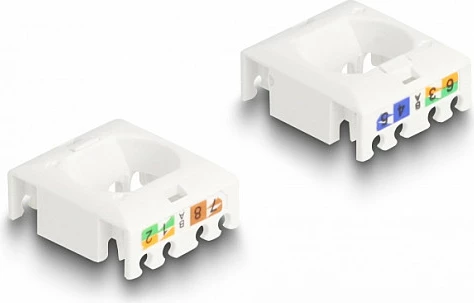 Modul Keystone DeLOCK RJ45 Cat6a STP me LSA/IDC, argjend/bardhë