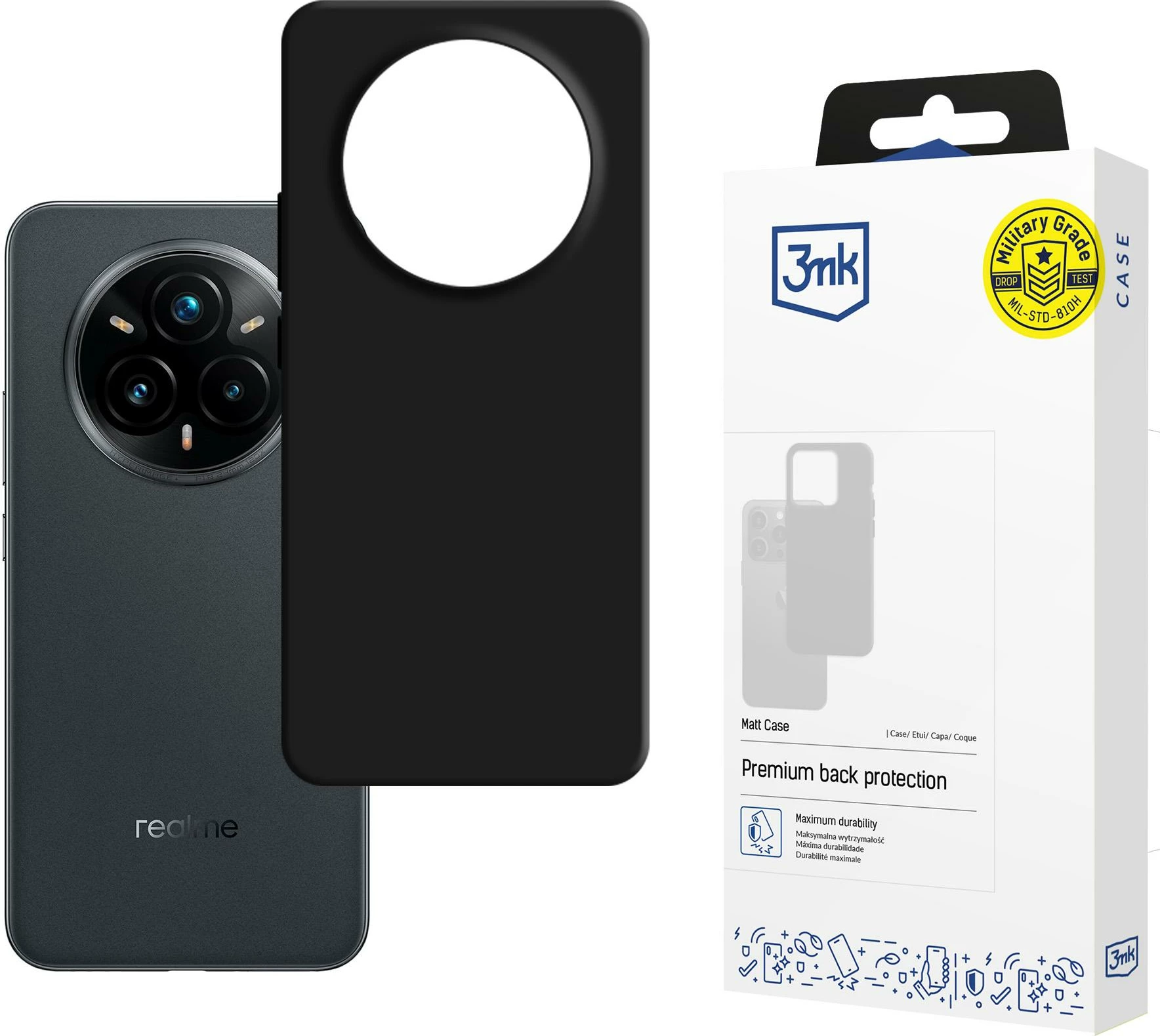 Mbështjellës 3mk Matt Case për Realme 14 Pro+, Zi