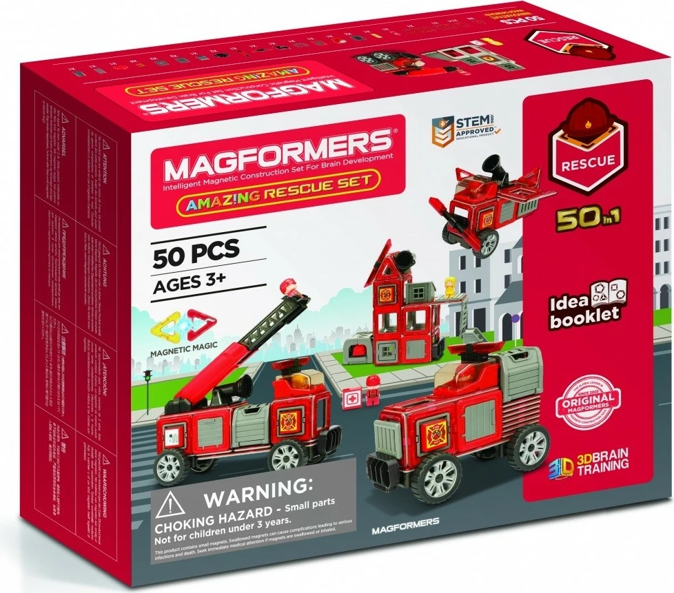 Set blloqe magnetike ndërtimi Rescue, Magformers 005-717003, 50 pjesë, 3+