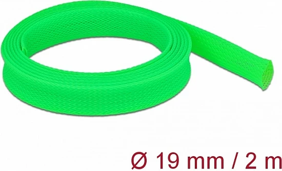 Mbështjellës i thurur për kabllo DeLOCK, 2 m x 19 mm, poliester, i gjelbër