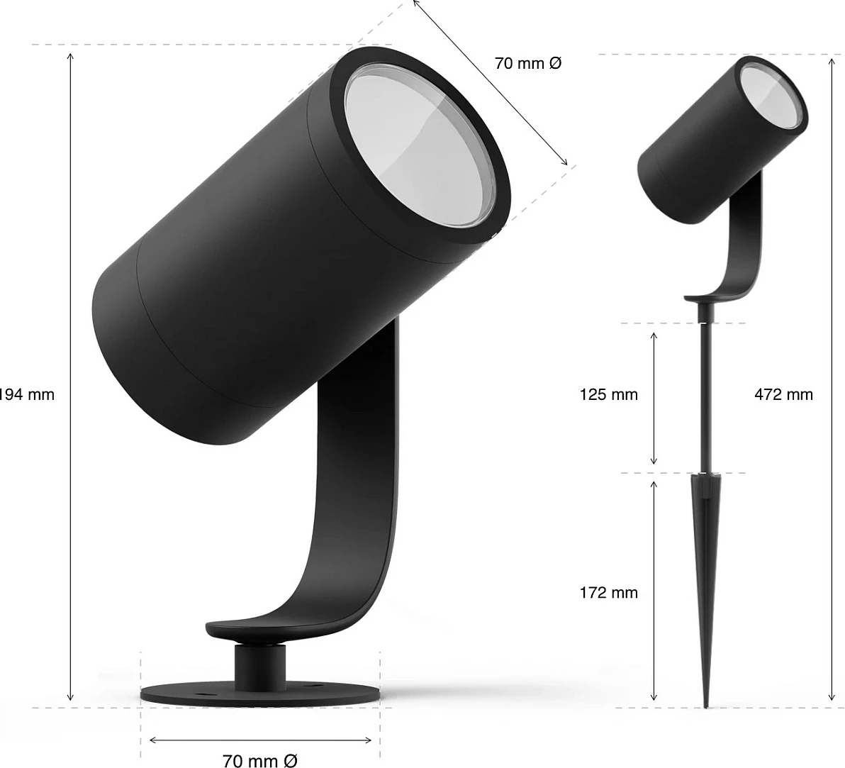 Spot dritë Philips Hue Lily, LED, smart, 8W, alumini, i zi