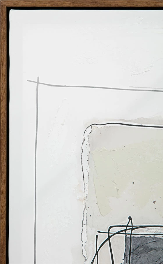 Pikturë dekorative WOMB BEAUTY me kornizë, kanavacë, blu, gri e errët, bezhë, dru natyral, 90x120x4cm