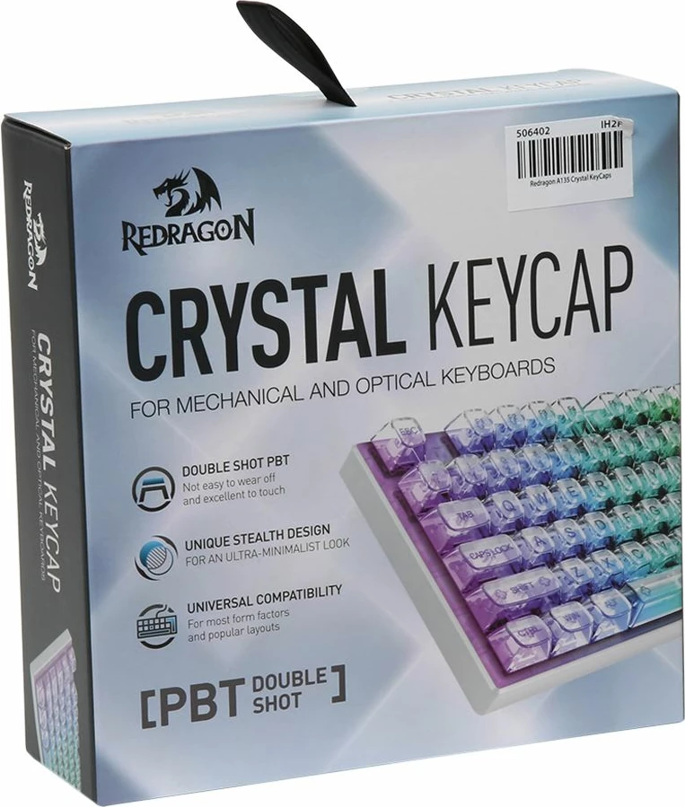 Set kapakë taste, Redragon Crystal A135, PBT, 147 copë, transparente