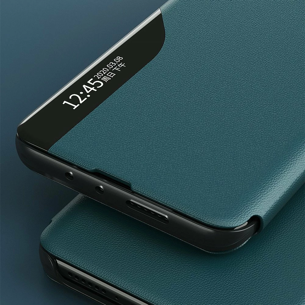 Mbështjellës Hurtel Eco Leather View Case për Samsung Galaxy A72 4G, me kapak, funksion qëndrimi, e kuqe