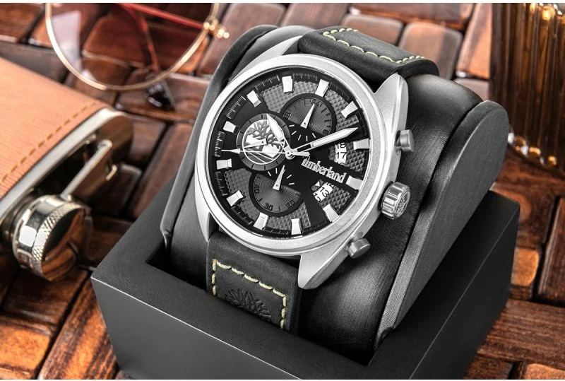 Orë dore meshkuj Timberland Seabrook TBL.15640JLS/02, e zezë, set me çantë