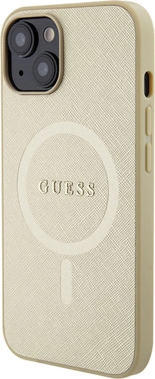 Mbështjellës Guess GUHMP15SPSAHMCB për iPhone 15 6.1", Saffiano MagSafe, ari