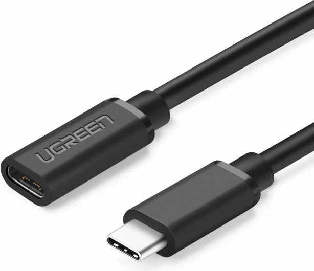 kabllo zgjatëse USB-C, UGREEN 40574, USB-C (male) në USB-C (female), USB 3.1, 0.5m, PD 60W 3A, 5Gbps, e zezë, polybag