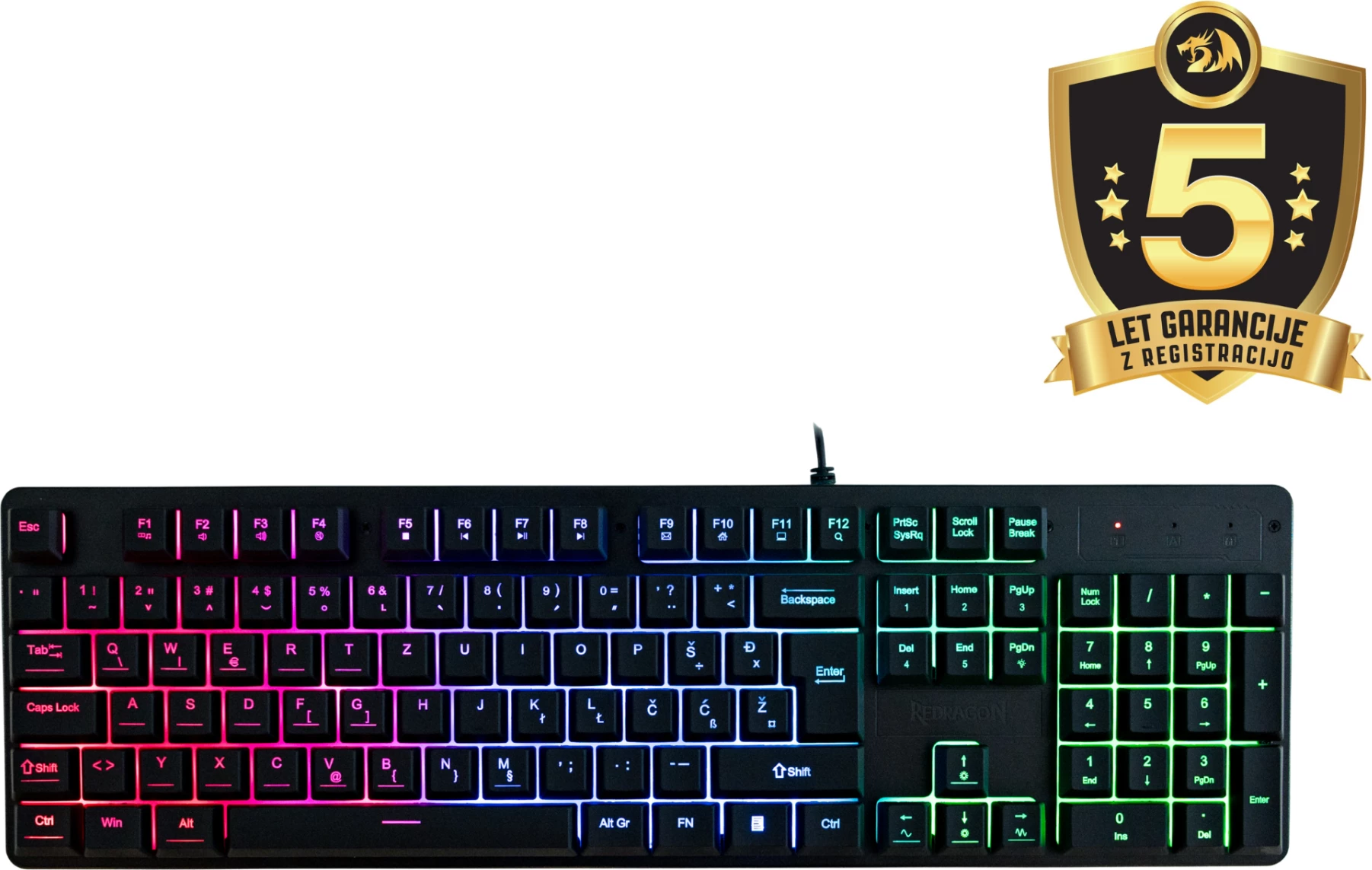 Tastierë gaming Redragon Netherbane K521, RGB, 104 taste, USB-C, SLO/CRO layout, e zezë