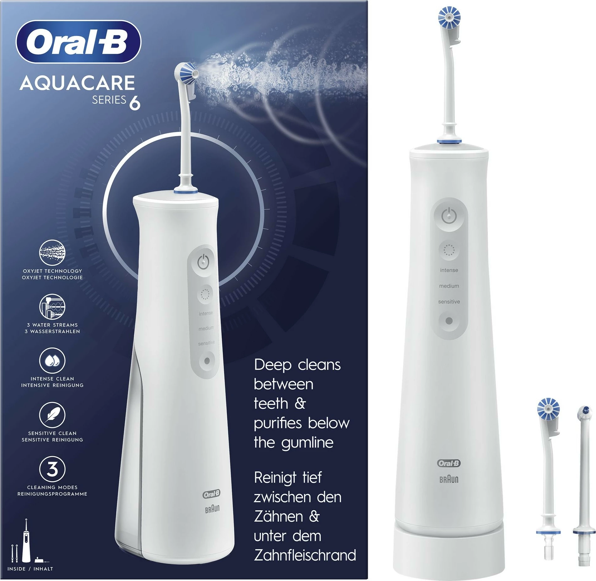 Irigator oral pa kabllo Oral-B AquaCare 6 Pro-Expert, 0.15 L, e bardhë