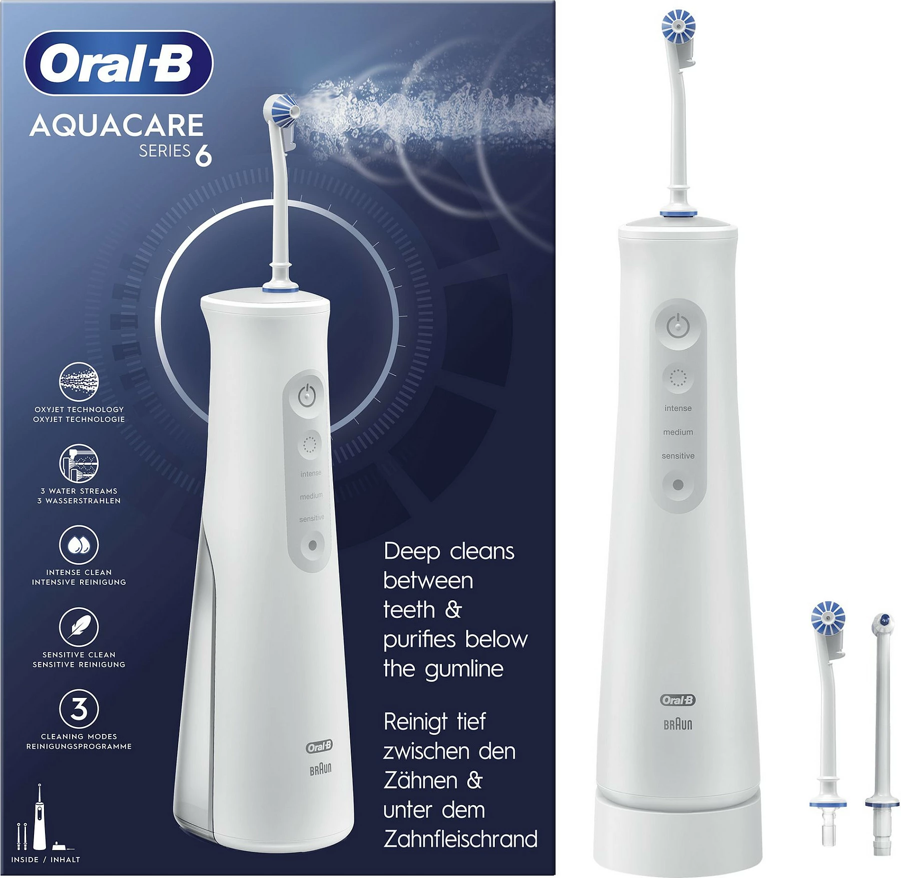 Irigator oral pa kabllo Oral-B AquaCare 6 Pro-Expert, 0.15 L, e bardhë