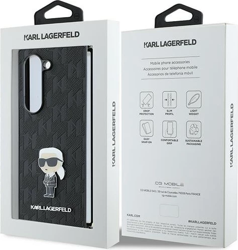 Mbështjellës Karl Lagerfeld Saffiano Ikonik Pin për Samsung Galaxy Z Fold 6, i zi
