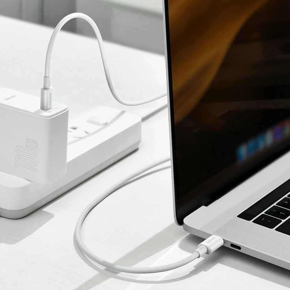 Kabllo USB-C në USB-C Baseus CATYS-C02, 2m, 100W, e bardhë