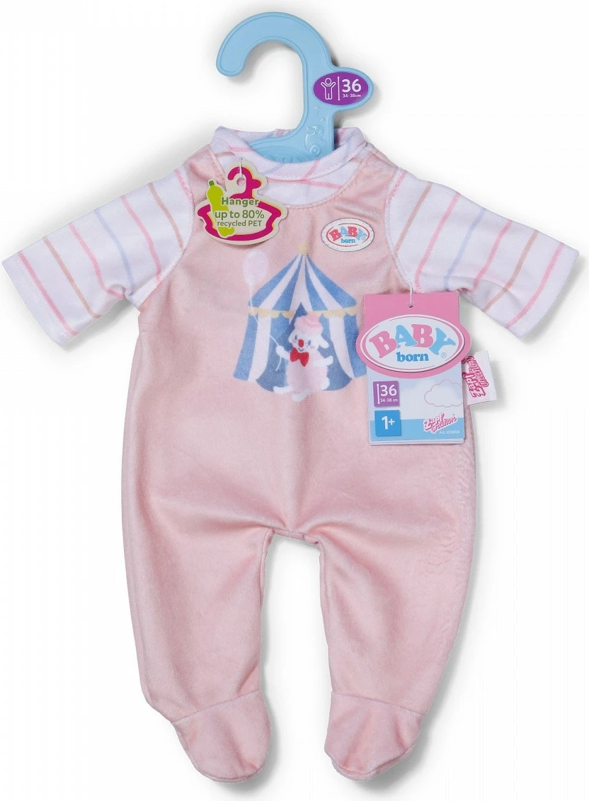 Veshje pajac për kukull, Baby Born (Zapf) 838808-116725, për kukulla 36 cm, pastel rozë/abrikot e bardhë