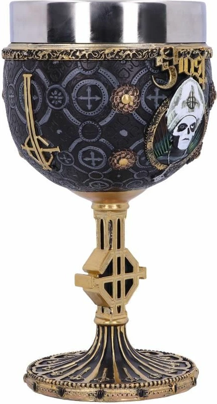 Kelih koleksionues NEMESIS NOW Ghost Meliora, resinë me insert çelik inox, i pikturuar me dorë, gold