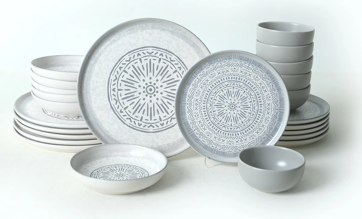 Set enësh për drekë, qeramikë, 24 copë, ngjyrë guri, Hermia Concept, X0001491700000000000000000