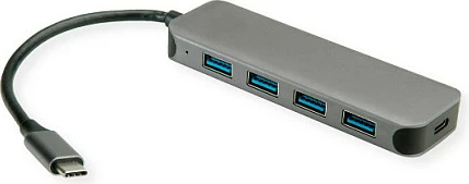 Hub USB VALUE USB 3.2 Gen1, 4x USB-A + 1x USB-C, USB-PD, 5Gbps, gri